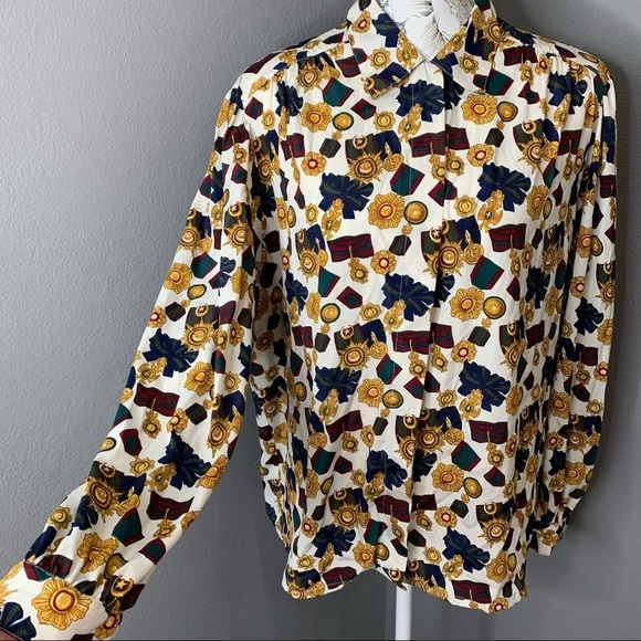 Vintage KORET Printed Graphic Medals Top Size 12 - Picture 2 of 4